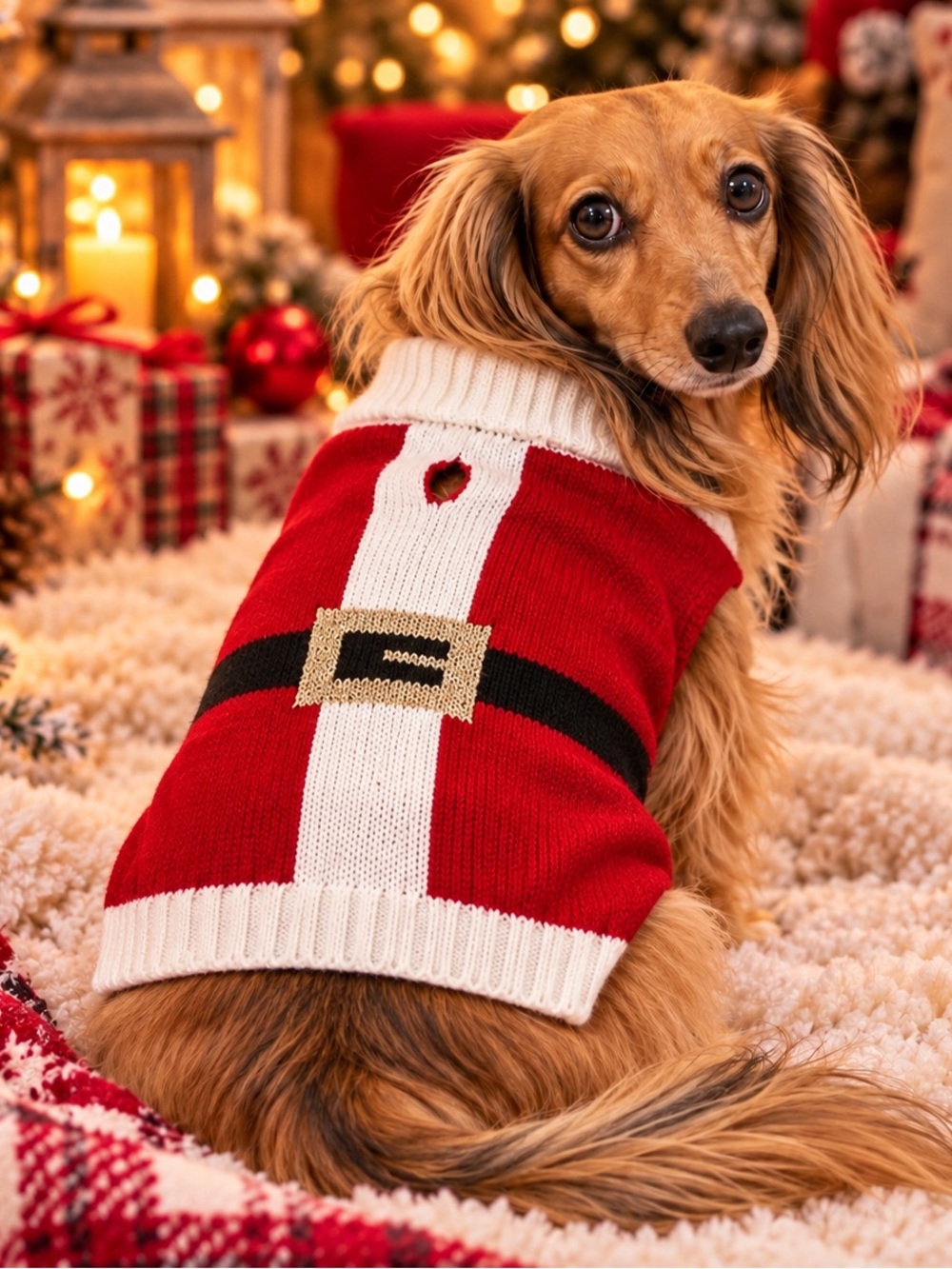 Vibrant Life Santa Claus Christmas Dog Pet Sweater Red White XS-M